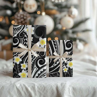 Plumeria With Black Polynesian Tattoo Pattern Wrapping Paper LT05 - Polynesian Pride