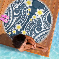 Plumeria With Blue Polynesian Tattoo Pattern Beach Blanket LT05 - Polynesian Pride