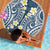 Plumeria With Blue Polynesian Tattoo Pattern Beach Blanket