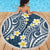 Plumeria With Blue Polynesian Tattoo Pattern Beach Blanket