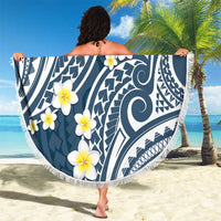 Plumeria With Blue Polynesian Tattoo Pattern Beach Blanket LT05 - Polynesian Pride
