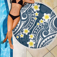 Plumeria With Blue Polynesian Tattoo Pattern Beach Blanket LT05 - Polynesian Pride