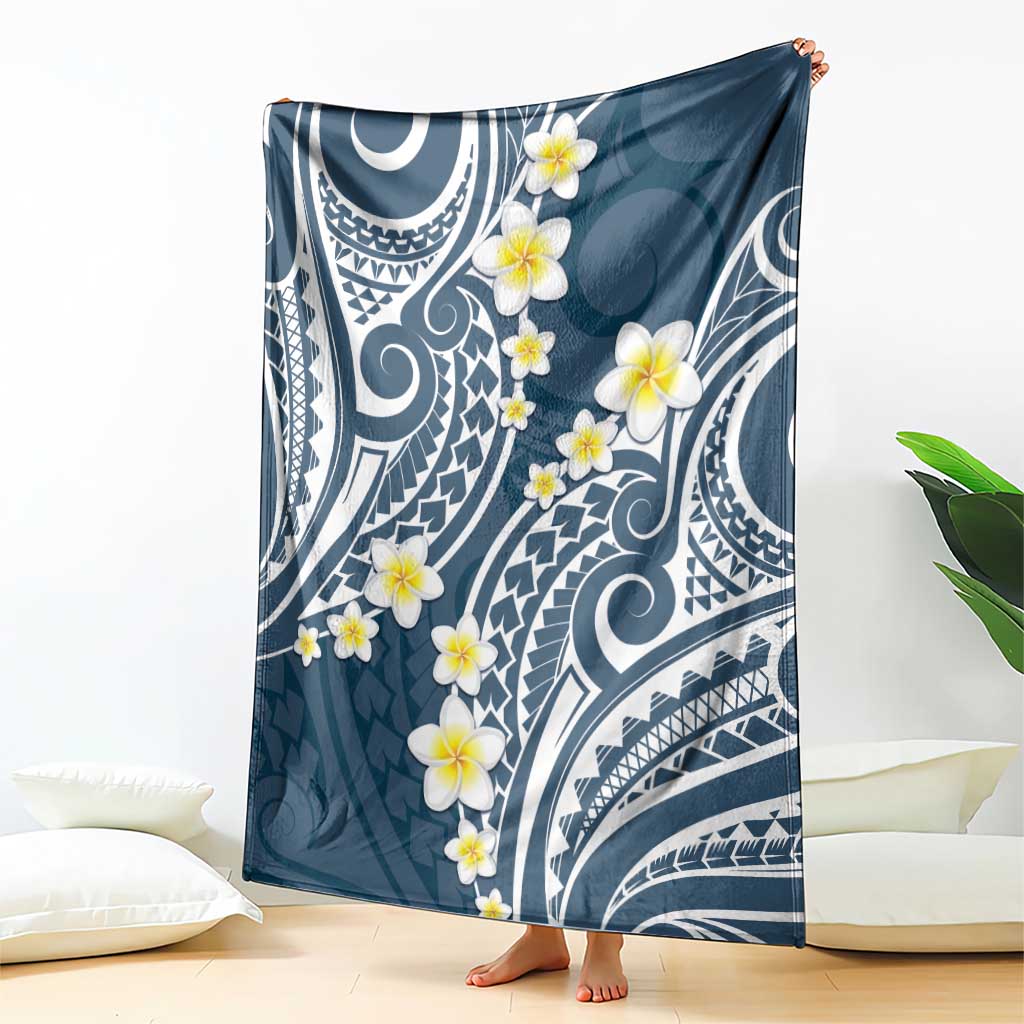 Plumeria With Blue Polynesian Tattoo Pattern Blanket LT05 - Polynesian Pride