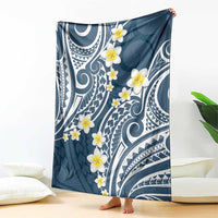 Plumeria With Blue Polynesian Tattoo Pattern Blanket LT05 - Polynesian Pride