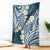 Plumeria With Blue Polynesian Tattoo Pattern Blanket