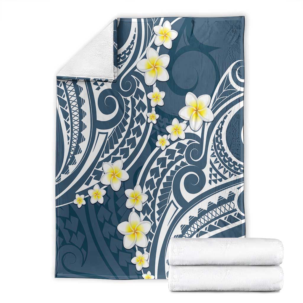 Plumeria With Blue Polynesian Tattoo Pattern Blanket LT05 - Polynesian Pride