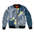 Plumeria With Blue Polynesian Tattoo Pattern Bomber Jacket