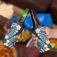 Plumeria With Blue Polynesian Tattoo Pattern 4 in 1 Can Cooler Tumbler