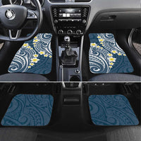 Plumeria With Blue Polynesian Tattoo Pattern Car Mats LT05 Set 4pcs Blue - Polynesian Pride