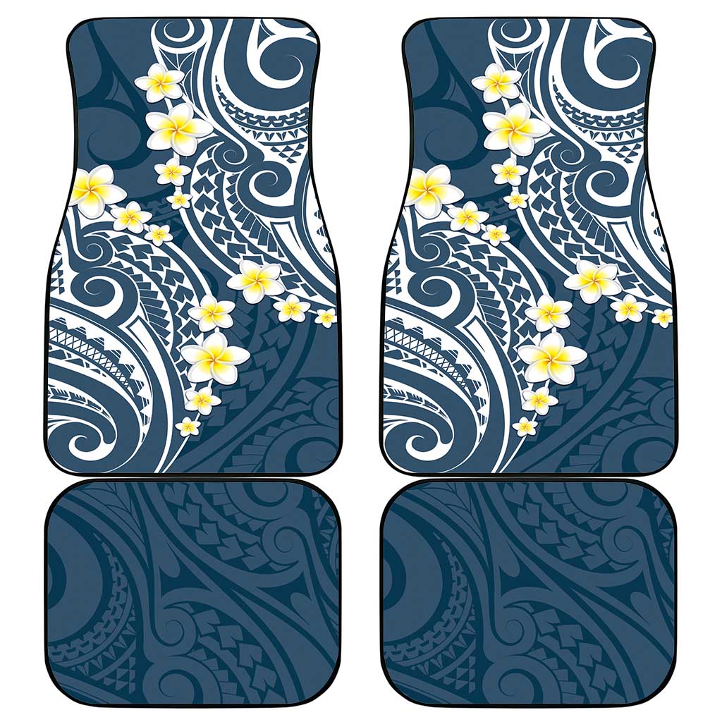 Plumeria With Blue Polynesian Tattoo Pattern Car Mats LT05 - Polynesian Pride