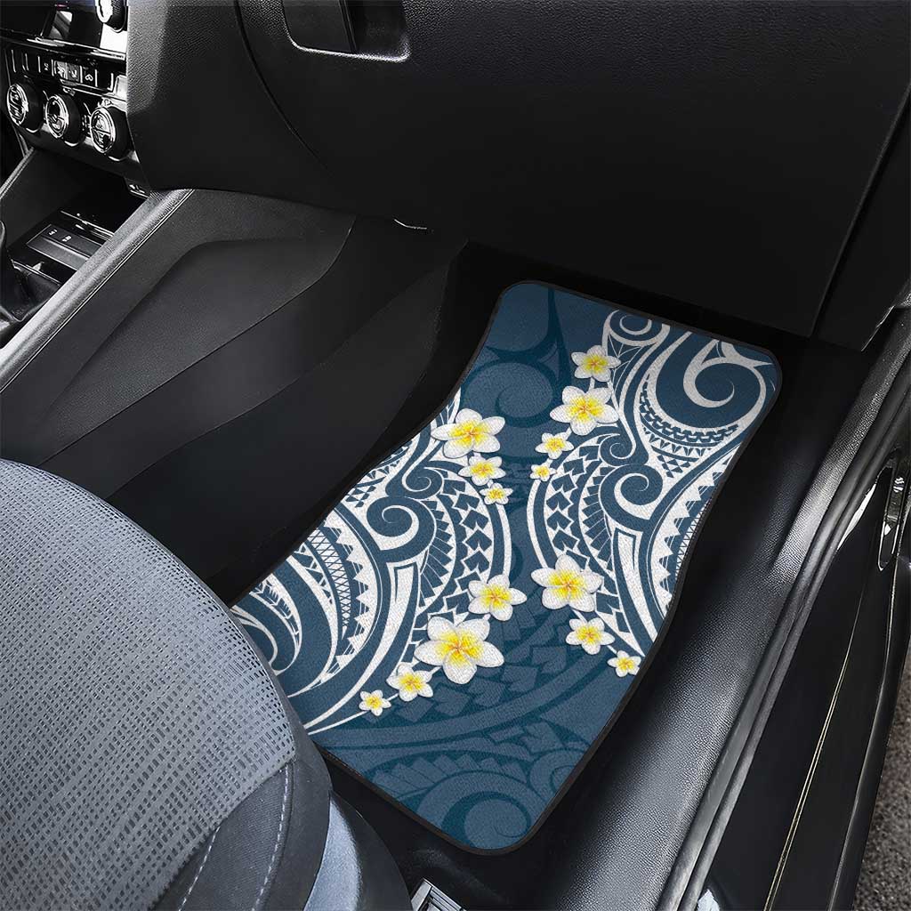 Plumeria With Blue Polynesian Tattoo Pattern Car Mats LT05 - Polynesian Pride