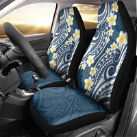 Plumeria With Blue Polynesian Tattoo Pattern Car Seat Cover