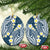 Plumeria With Blue Polynesian Tattoo Pattern Ceramic Ornament