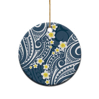 Plumeria With Blue Polynesian Tattoo Pattern Ceramic Ornament LT05 - Polynesian Pride