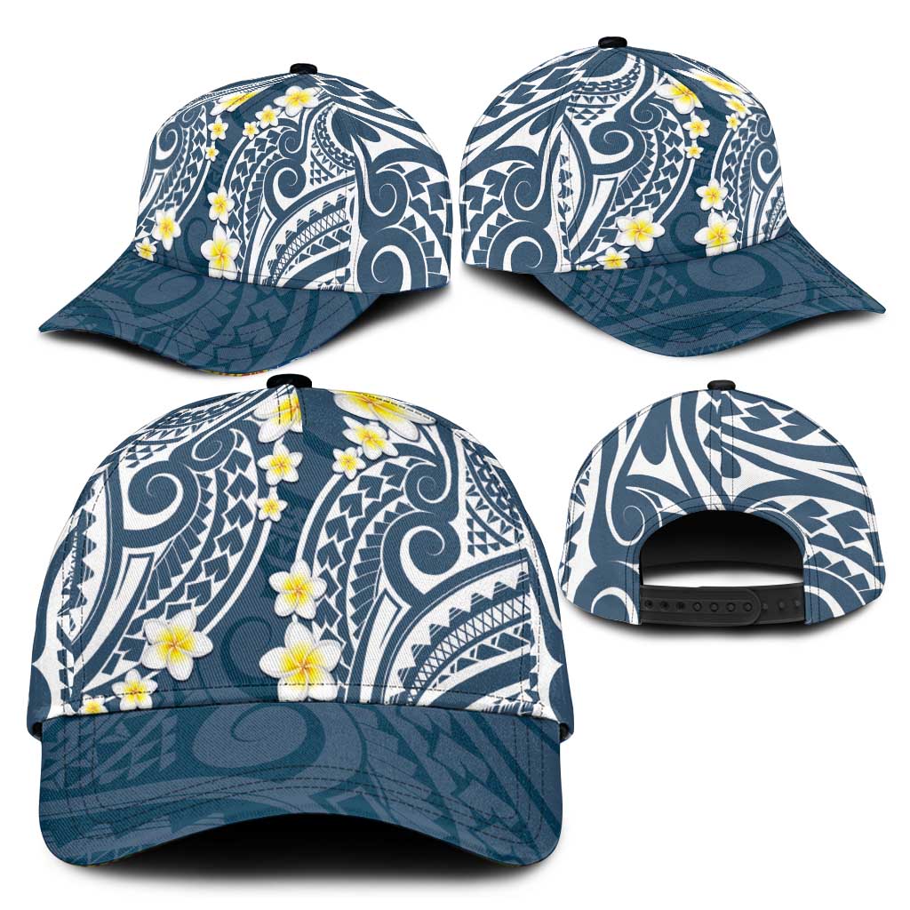 Plumeria With Blue Polynesian Tattoo Pattern Classic Cap LT05 - Polynesian Pride