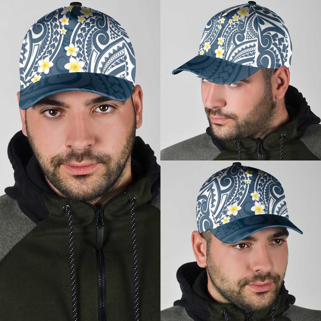 Plumeria With Blue Polynesian Tattoo Pattern Classic Cap LT05 - Polynesian Pride