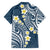 Plumeria With Blue Polynesian Tattoo Pattern Family Matching Long Sleeve Bodycon Dress and Hawaiian Shirt