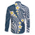 Plumeria With Blue Polynesian Tattoo Pattern Family Matching Long Sleeve Bodycon Dress and Hawaiian Shirt