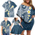 Plumeria With Blue Polynesian Tattoo Pattern Family Matching Off Shoulder Short Dress and Hawaiian Shirt