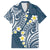 Plumeria With Blue Polynesian Tattoo Pattern Family Matching Off Shoulder Short Dress and Hawaiian Shirt