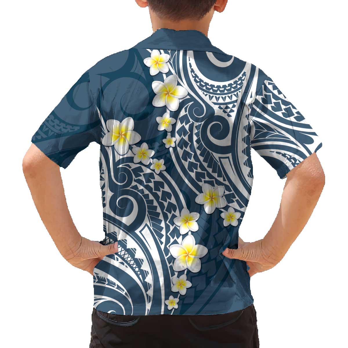 Plumeria With Blue Polynesian Tattoo Pattern Family Matching Puletasi and Hawaiian Shirt LT05 - Polynesian Pride