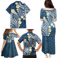 Plumeria With Blue Polynesian Tattoo Pattern Family Matching Puletasi and Hawaiian Shirt LT05 - Polynesian Pride
