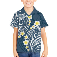 Plumeria With Blue Polynesian Tattoo Pattern Family Matching Puletasi and Hawaiian Shirt LT05 Son's Shirt Blue - Polynesian Pride