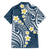 Plumeria With Blue Polynesian Tattoo Pattern Family Matching Short Sleeve Bodycon Dress and Hawaiian Shirt