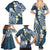 Plumeria With Blue Polynesian Tattoo Pattern Family Matching Summer Maxi Dress and Hawaiian Shirt