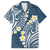 Plumeria With Blue Polynesian Tattoo Pattern Family Matching Summer Maxi Dress and Hawaiian Shirt