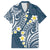 Plumeria With Blue Polynesian Tattoo Pattern Family Matching Tank Maxi Dress and Hawaiian Shirt