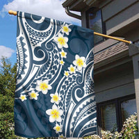 Plumeria With Blue Polynesian Tattoo Pattern Garden Flag LT05 - Polynesian Pride