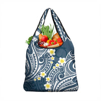 Plumeria With Blue Polynesian Tattoo Pattern Grocery Bag LT05 1-pack One Size Blue - Polynesian Pride