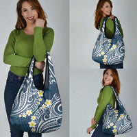 Plumeria With Blue Polynesian Tattoo Pattern Grocery Bag LT05 - Polynesian Pride