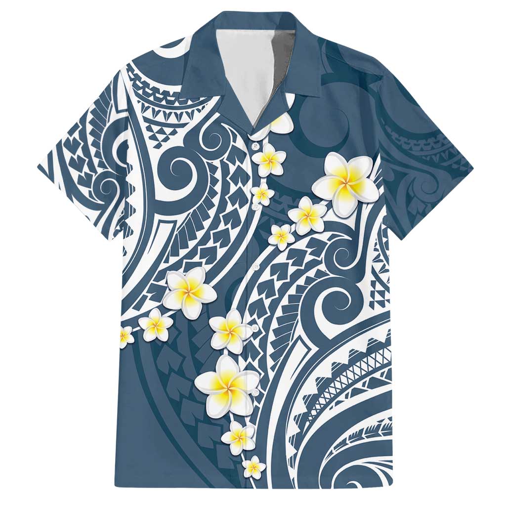 Plumeria With Blue Polynesian Tattoo Pattern Hawaiian Shirt LT05 Blue - Polynesian Pride