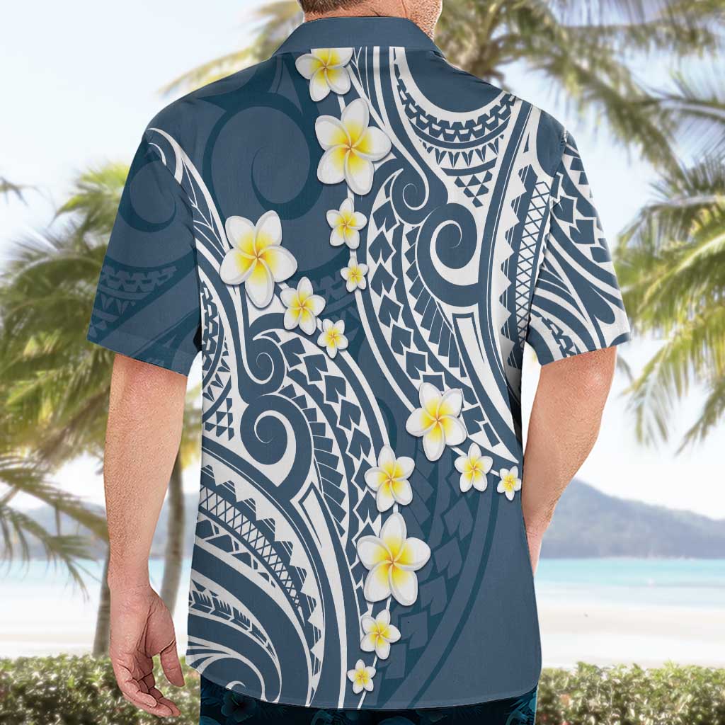 Plumeria With Blue Polynesian Tattoo Pattern Hawaiian Shirt LT05 - Polynesian Pride