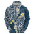 Plumeria With Blue Polynesian Tattoo Pattern Hoodie