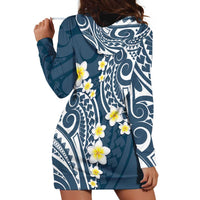 Plumeria With Blue Polynesian Tattoo Pattern Hoodie Dress LT05 - Polynesian Pride