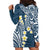 Plumeria With Blue Polynesian Tattoo Pattern Hoodie Dress