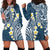 Plumeria With Blue Polynesian Tattoo Pattern Hoodie Dress