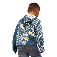 Plumeria With Blue Polynesian Tattoo Pattern Kid Hoodie