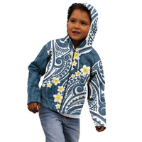 Plumeria With Blue Polynesian Tattoo Pattern Kid Hoodie