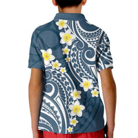 Plumeria With Blue Polynesian Tattoo Pattern Kid Polo Shirt