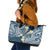 Plumeria With Blue Polynesian Tattoo Pattern Leather Tote Bag
