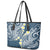 Plumeria With Blue Polynesian Tattoo Pattern Leather Tote Bag