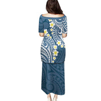 Plumeria With Blue Polynesian Tattoo Pattern Puletasi LT05 - Polynesian Pride