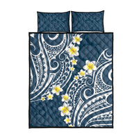 Plumeria With Blue Polynesian Tattoo Pattern Quilt Bed Set LT05 - Polynesian Pride