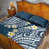 Plumeria With Blue Polynesian Tattoo Pattern Quilt Bed Set LT05 - Polynesian Pride