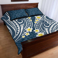 Plumeria With Blue Polynesian Tattoo Pattern Quilt Bed Set LT05 - Polynesian Pride