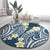 Plumeria With Blue Polynesian Tattoo Pattern Round Carpet